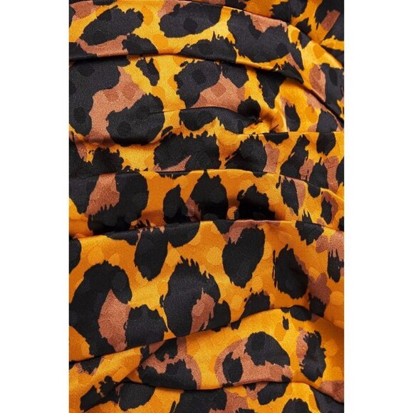 NWT Ronny Kobo leopard animal print statement sleeve faux wrap mini dress, M - Picture 14 of 16